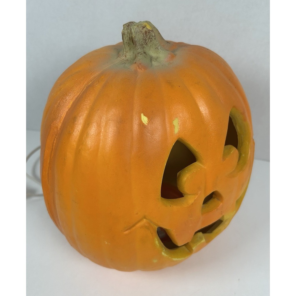 VTG Trendmasters Halloween Jack-O-Lantern Orange Foam Mold Light Up Pumpkin 1995 - Picture 3 of 7